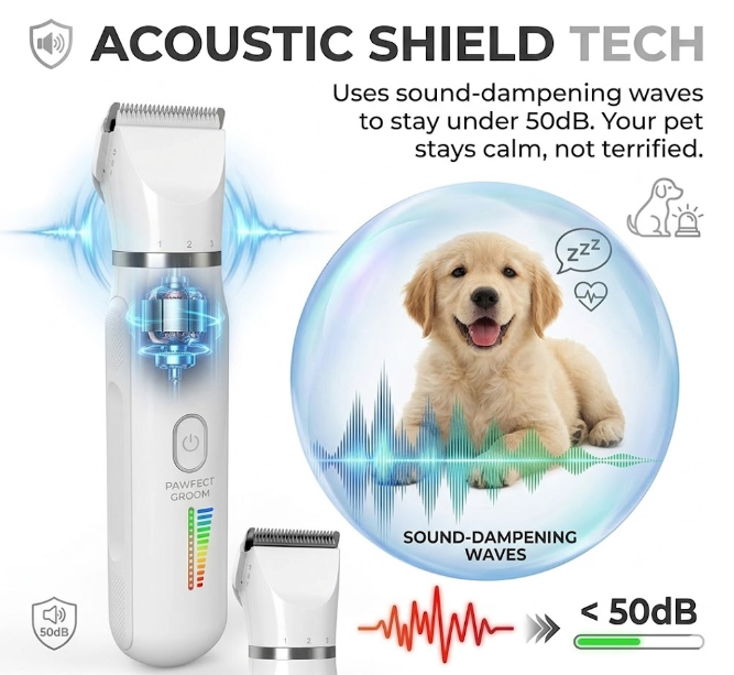 🔥 LAST DAY 50% OFF 🔥 Pawfect Groom Pro 🐶 4-in-1 Electric Clippers with 4 Interchangeable Blades